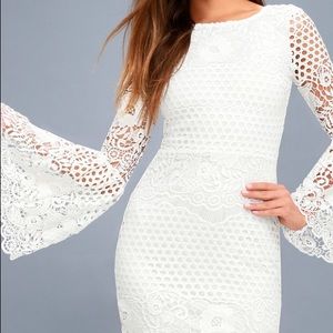 Lulus Angelisa White Bell Sleeve Lace Dress - XL